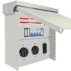 Temporary Power Outlet Panel, RV Electrical Outlet Panel with 20, 30, 50 Amp Receptacle Installed, with Breaker, Prewired and Unmetered, Weatherproof, Fit for motorhomes and Construction Sites