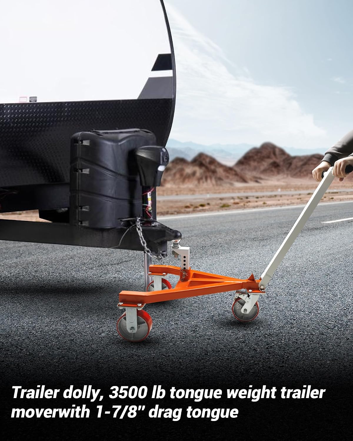 Heavy Duty Trailer Dolly, Portable Trailer Mover with 1-7/8" Ball Trailer Mover 3500 lb Tongue Weight, Angle & Ball Head Height Adjustable, Suitable for RV Boat Motorcycle Jet Ski