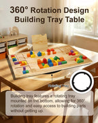 Rotating For Lego Building Baseplate Table with Storage