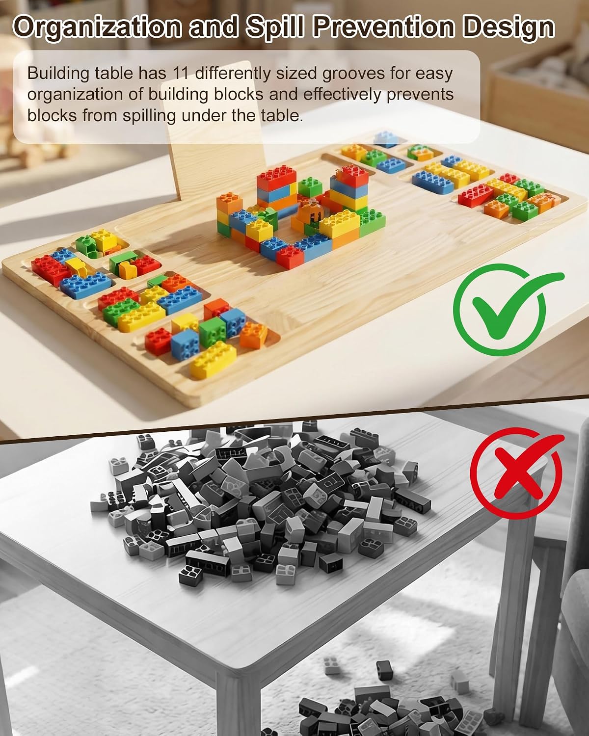 Rotating For Lego Building Baseplate Table with Storage