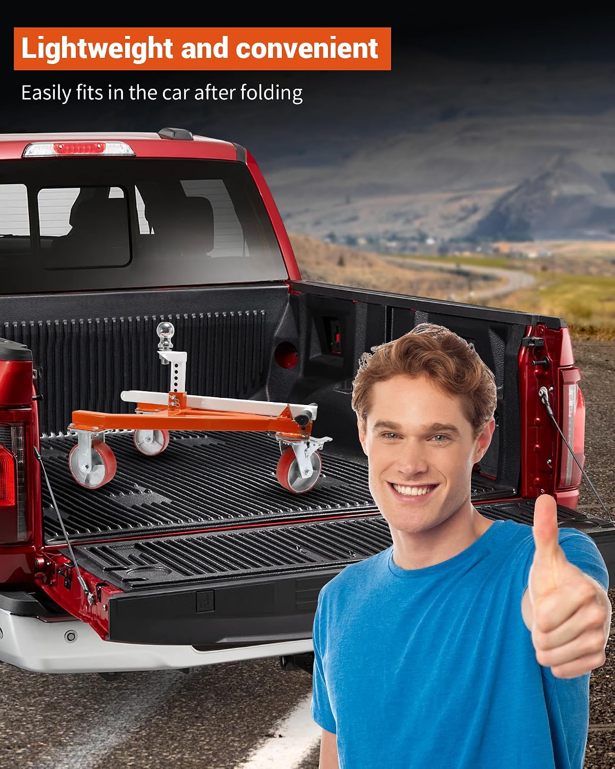 Heavy Duty Trailer Dolly, Portable Trailer Mover with 1-7/8" Ball Trailer Mover 3500 lb Tongue Weight, Angle & Ball Head Height Adjustable, Suitable for RV Boat Motorcycle Jet Ski