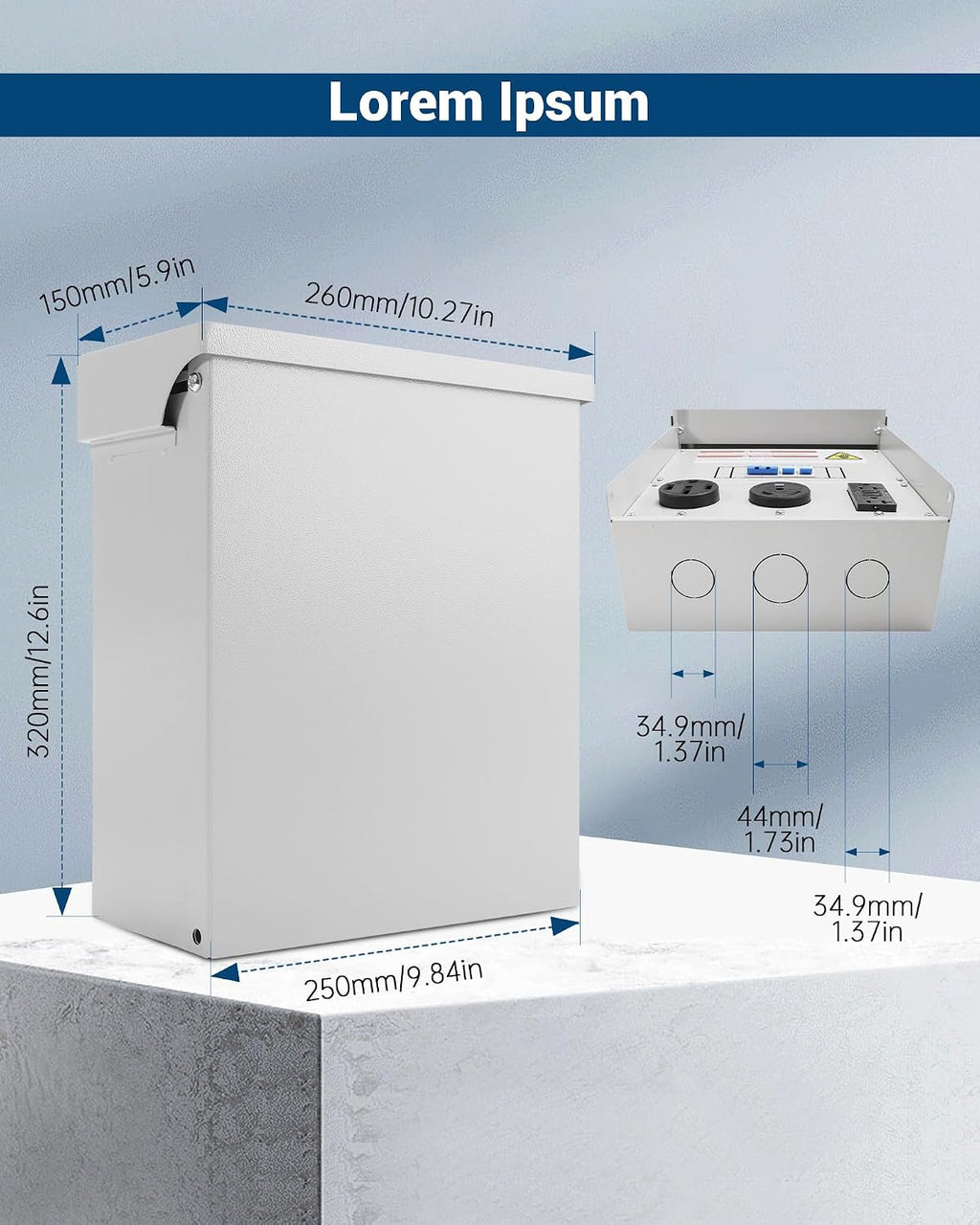 Temporary Power Outlet Panel, RV Electrical Outlet Panel with 20, 30, 50 Amp Receptacle Installed, with Breaker, Prewired and Unmetered, Weatherproof, Fit for motorhomes and Construction Sites
