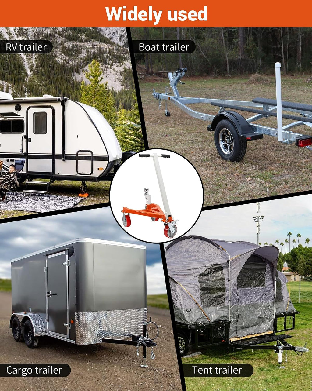 Heavy Duty Trailer Dolly, Portable Trailer Mover with 1-7/8" Ball Trailer Mover 3500 lb Tongue Weight, Angle & Ball Head Height Adjustable, Suitable for RV Boat Motorcycle Jet Ski