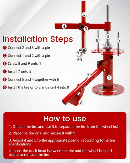 Manual Motorcycle Tire Changer, Portable Tire Changer with Duck Head Manual Motorcycle Tire Changer Machine, 4''-21'' Tire Change, Fit for Cars, Street Bike, Trailer, ATV, Truck, SUV