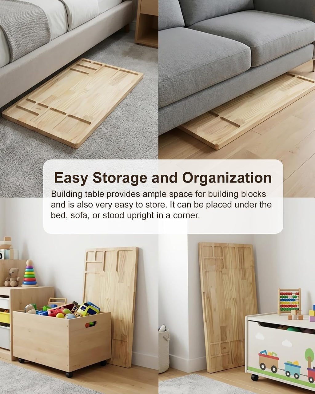 Rotating For Lego Building Baseplate Table with Storage